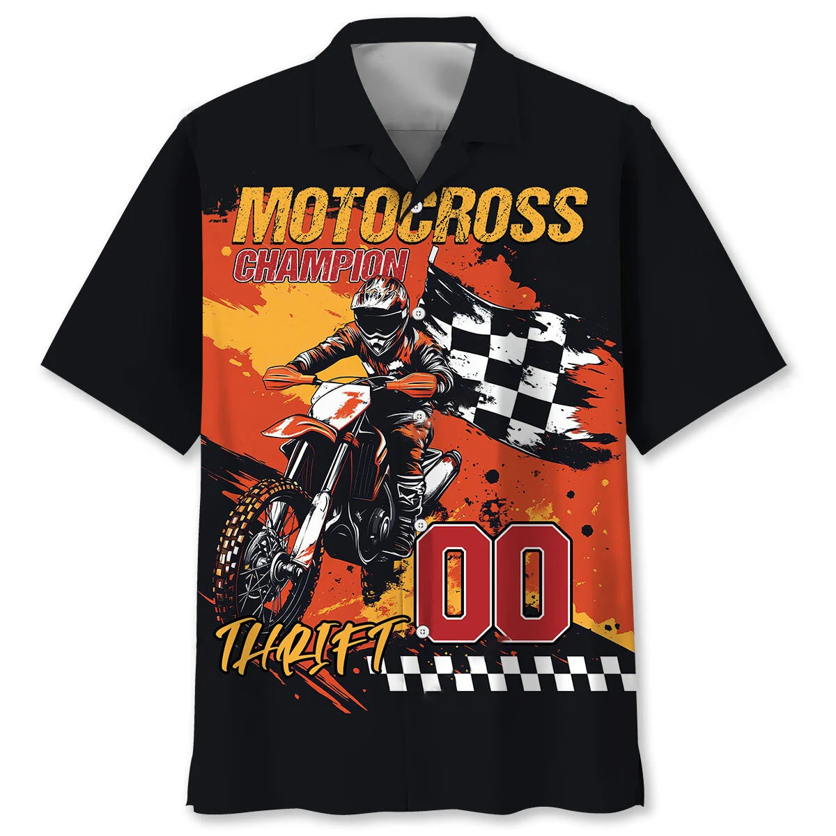 Motocross Champion Hawaiian Shirt Custom Number