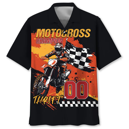 Motocross Champion Hawaiian Shirt Custom Number