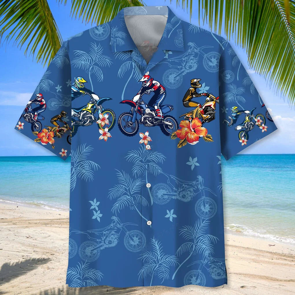 Motocross Flower Tropical Hawaiian Shirt