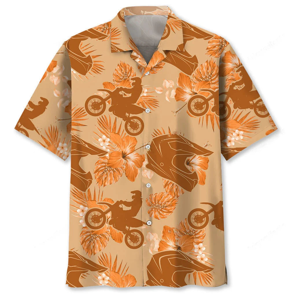 Motocross Orange Tropical Hawaiian Shirt