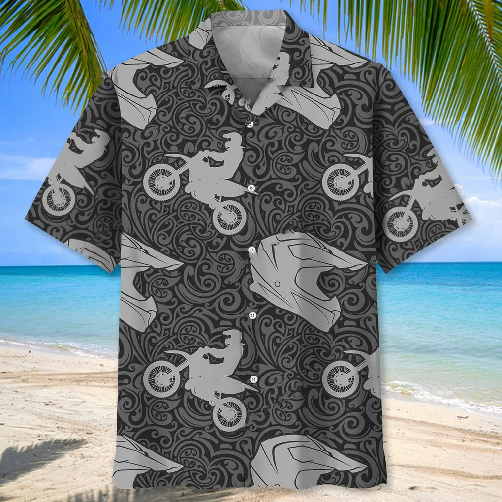 Motocross Pattern Hawaiian Shirt