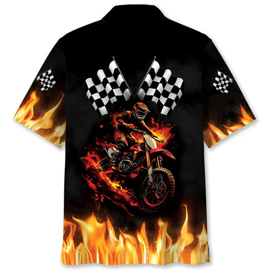 Motocross Racing Fire Hawaiian Shirt - S - hawaiian shirt