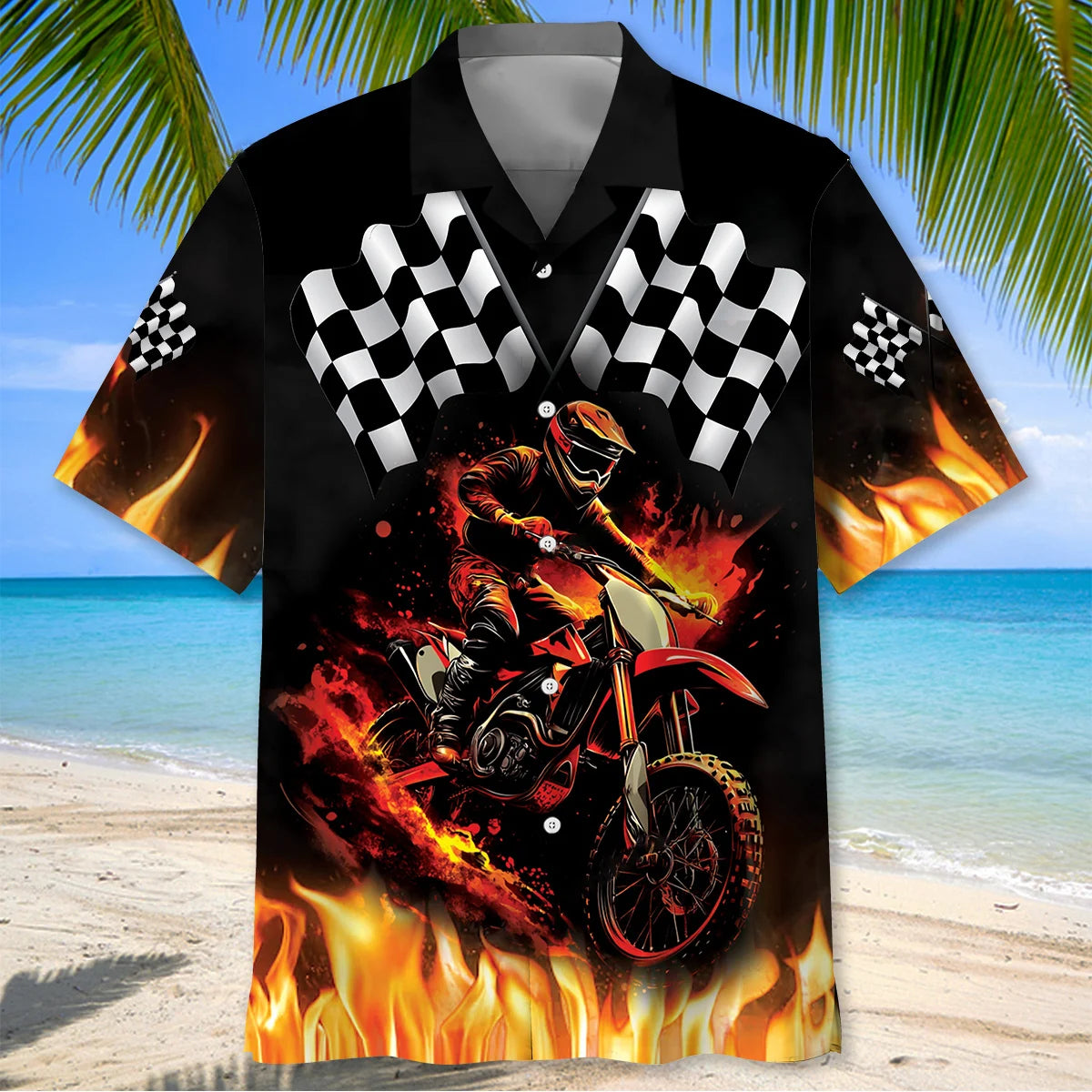 Motocross Racing Fire Hawaiian Shirt