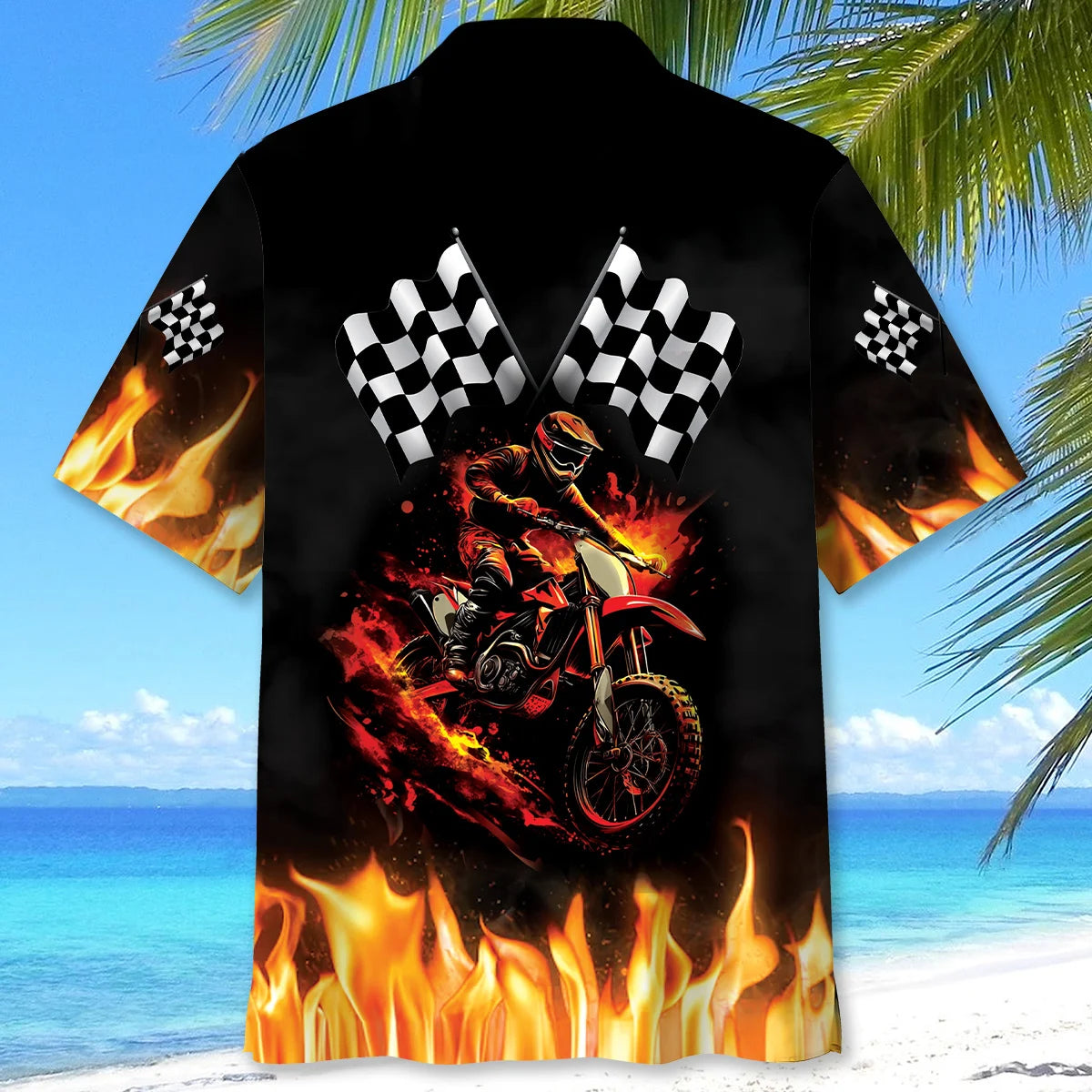 Motocross Racing Fire Hawaiian Shirt
