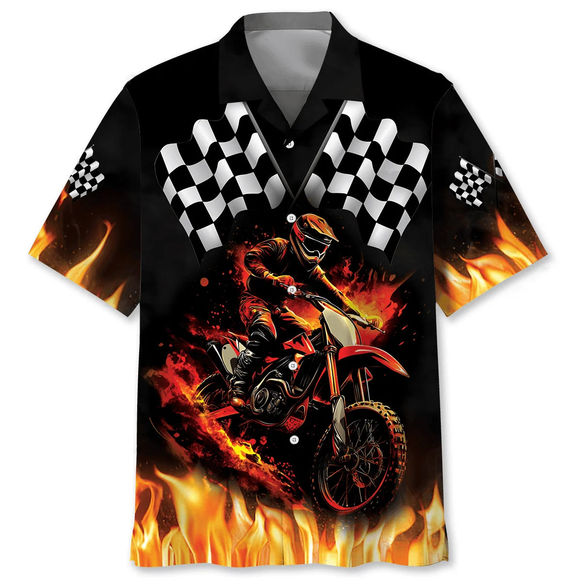 Motocross Racing Fire Hawaiian Shirt