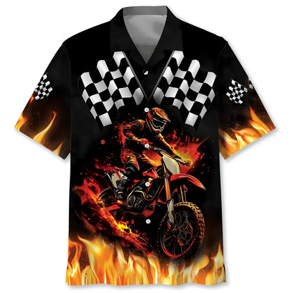 Motocross Racing Fire Hawaiian Shirt