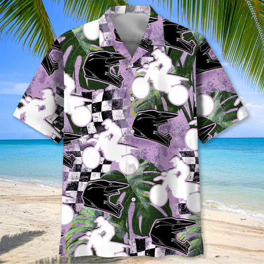 Motocross Racing Flag Hawaiian Shirt - S - hawaiian shirt