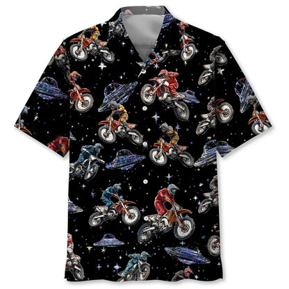 Motocross Racing Outer Space Ufo Hawaiian Shirt