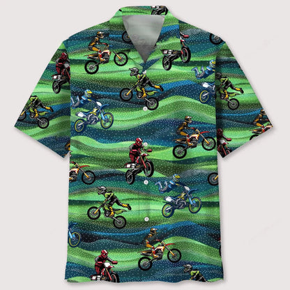 Motocross Seamless Pattern Hawaiian Shirt