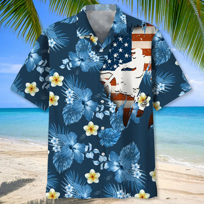 Motocross Usa Blue Tropical Hawaiian Shirt
