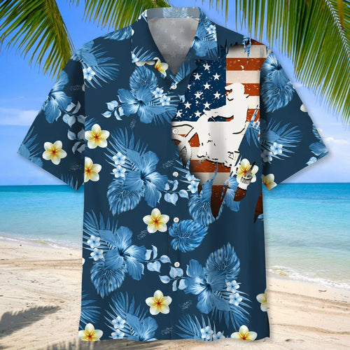 Motocross Usa Blue Tropical Hawaiian Shirt