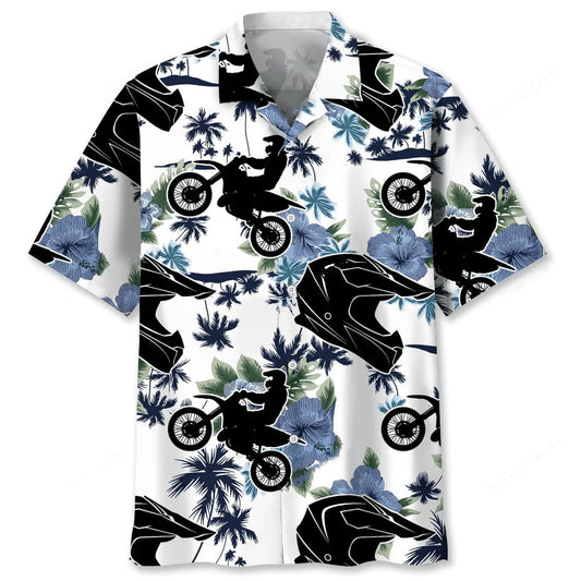 Motocross White Nature Hawaiian Shirt - S - hawaiian shirt