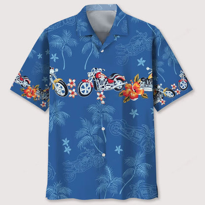 Motorcycle Flower Tropical Hawaiian Shirt