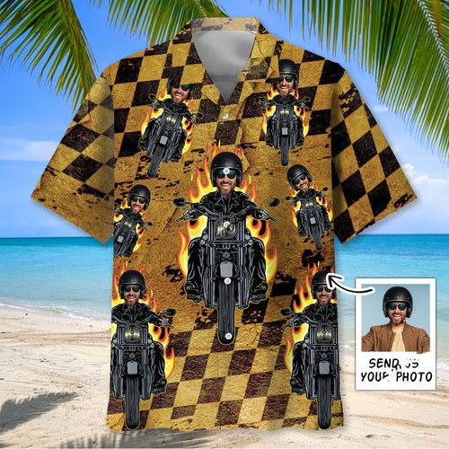 Motorcycle Racing Custom Photo Hawaiian Shirt
