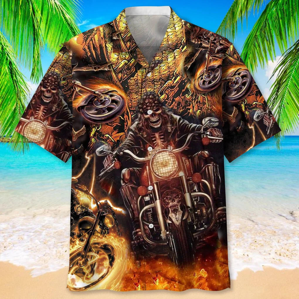 Motorcycle Skull Hawaiian Shirt