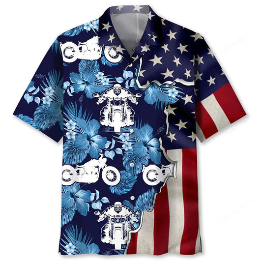 Motorcycle Tropical Us Flag Hawaiian Shirt - S - hawaiian shirt