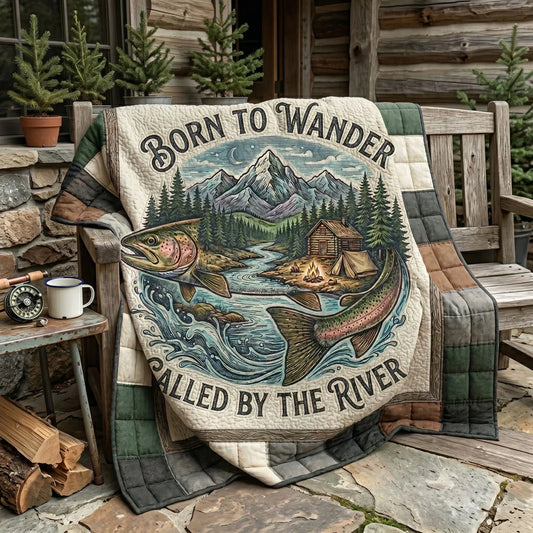 Mountain River Trout Quilt Blanket