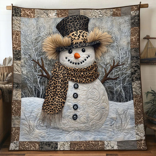 Mountain Snowman Quilt Blanket