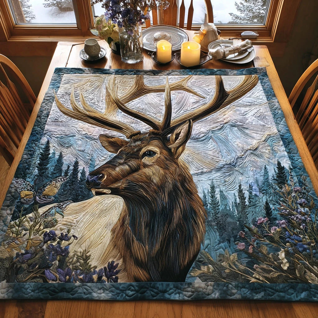 Mountain Stag Quilted Table Topper