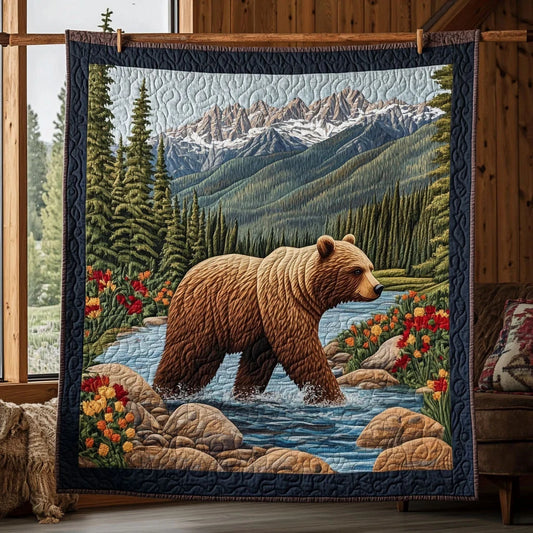 Mountain Trail Bear Quilt Blanket