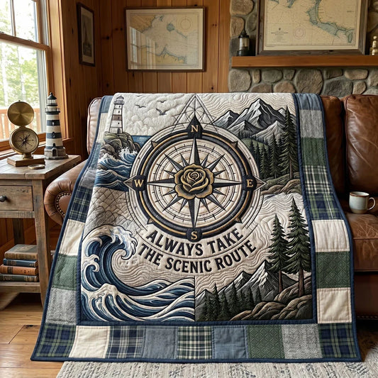 Mountain Wave Compass Quilt Blanket