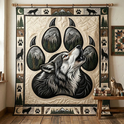 Mountain Wolf Spirit Quilt Blanket