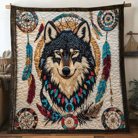 Mountain Wolf Quilt Blanket