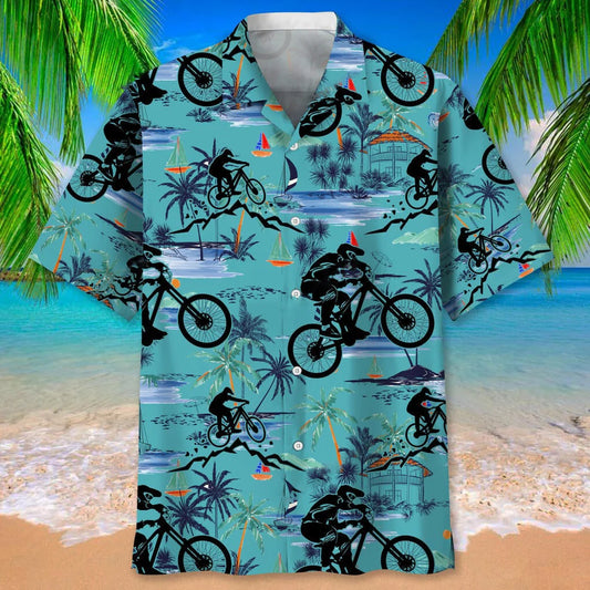 Mountain Bike Beach Hawaiian Shirt - S - hawaiian shirt