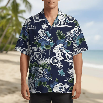 Mountain Bike Blue Nature Hawaiian Shirt