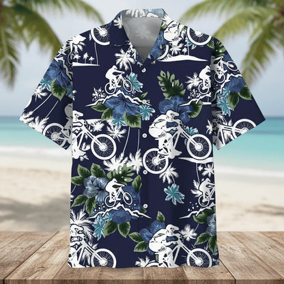 Mountain Bike Blue Nature Hawaiian Shirt