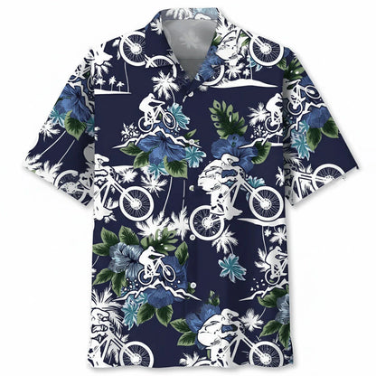 Mountain Bike Blue Nature Hawaiian Shirt