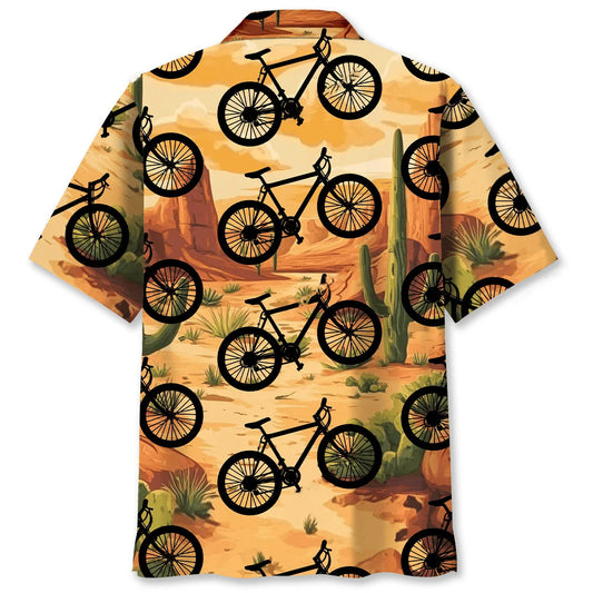 Mountain Bike Desert Cactus Hawaiian Shirt - S - hawaiian shirt