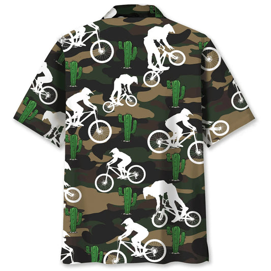 Mountain Bike Green Cactus Hawaiian Shirt - S - hawaiian shirt