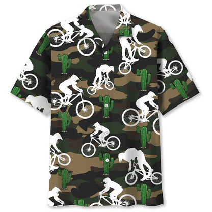 Mountain Bike Green Cactus Hawaiian Shirt