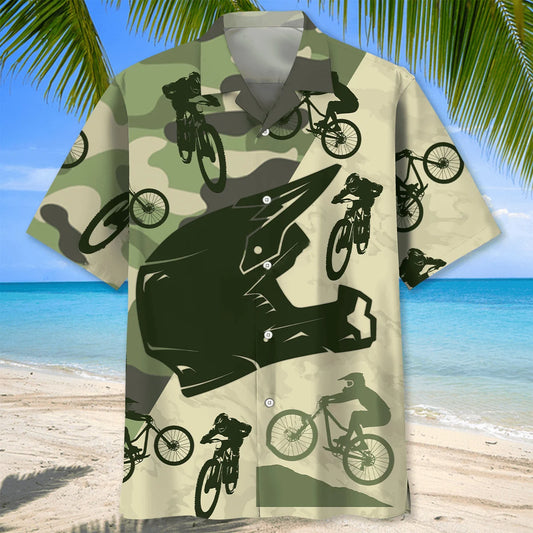 Mountain Bike Helmet Camo Hawaiian Shirt - S - hawaiian shirt
