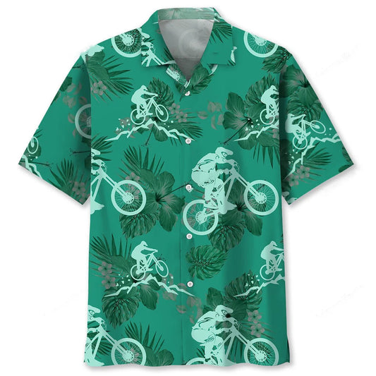 Mountain Bike Kelly Green Hawaiian Shirt - S - hawaiian shirt