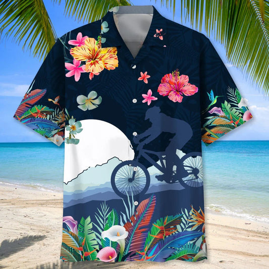 Mountain Bike Love Tropical Hawaiian Shirt - S - hawaiian shirt