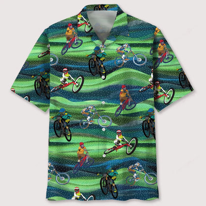 Mountain Bike Seamless Pattern Hawaiian Shirt