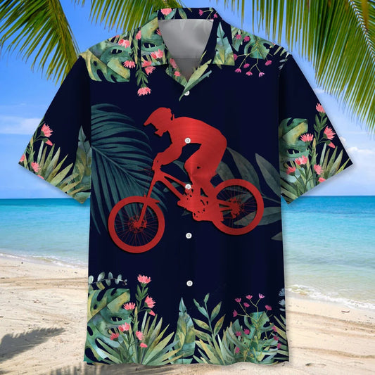 Mountain Bike Tropical Leaf Hawaiian Shirt - S - hawaiian shirt
