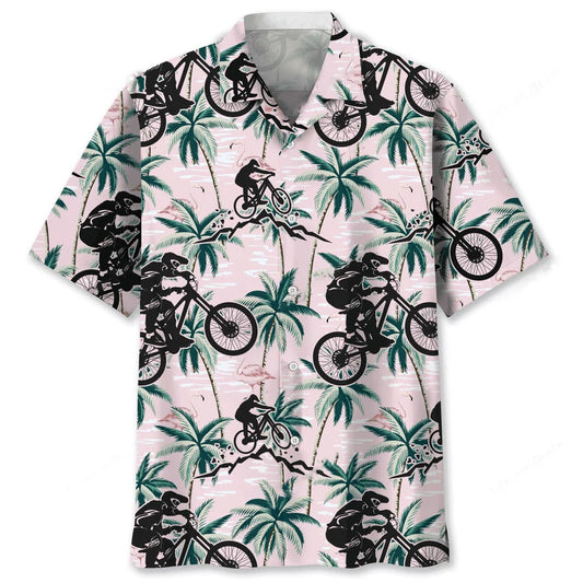 Mountain Bike Tropical Pink Hawaiian Shirt - S - hawaiian shirt