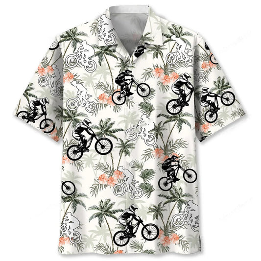 Mountain Bike Tropical Tree Hawaiian Shirt - S - hawaiian shirt