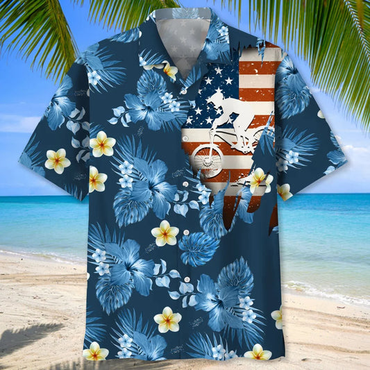 Mountain Bike Usa Nature Hawaiian Shirt - S - hawaiian shirt