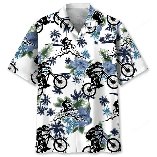 Mountain Bike White Nature Hawaiian Shirt - S - hawaiian shirt