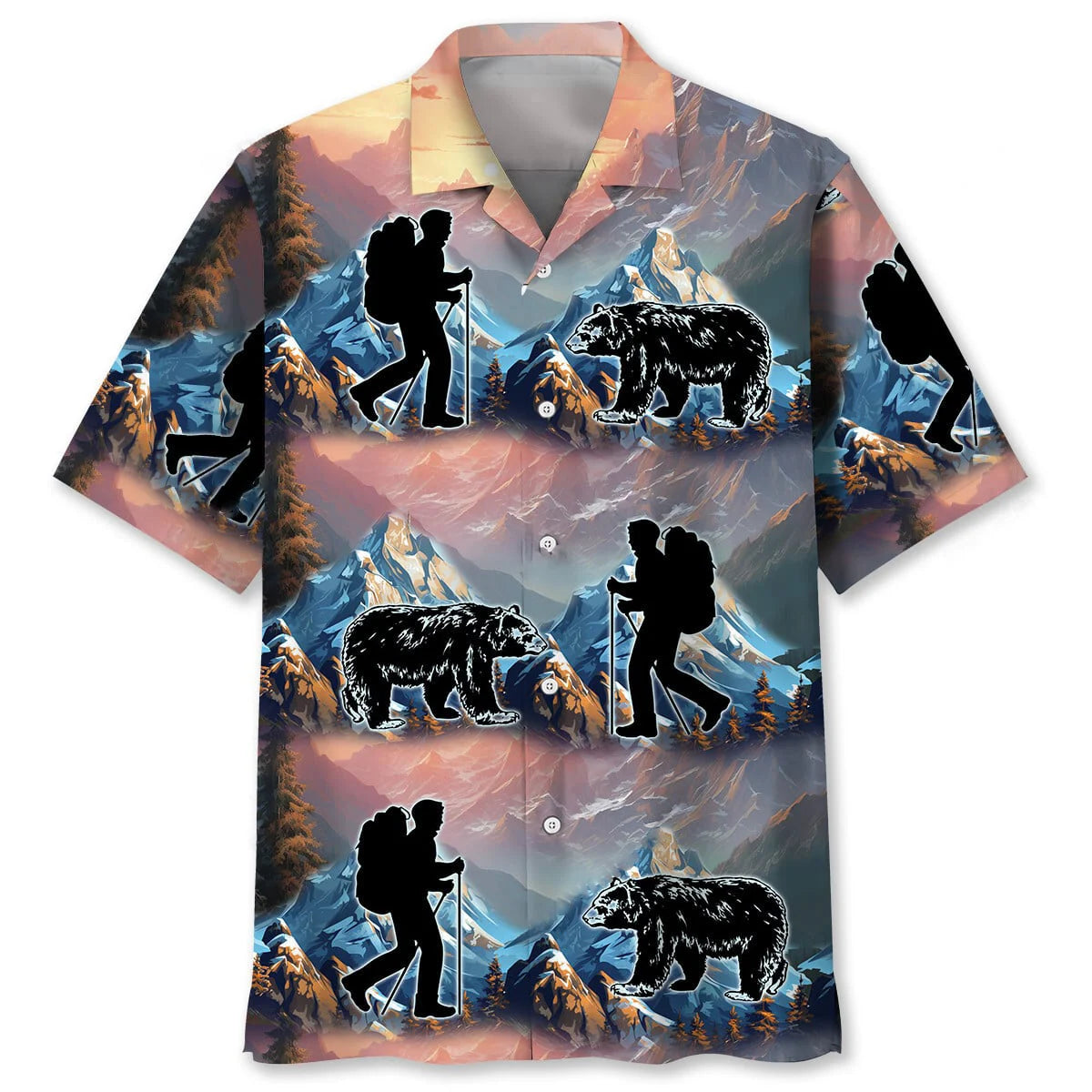 Mountain Hiking with Bear Hawaiian Shirt