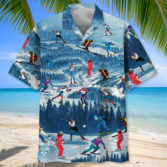 Mountain Skiing Hawaiian Shirt - S - hawaiian shirt
