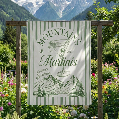 Mountains and Martinis Bachelorette Banner Personalized Mountain Bachelorette Party Backdrop Custom Name Banner (view 6)
