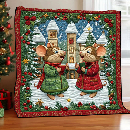 Mouse Carol Night Quilt Blanket