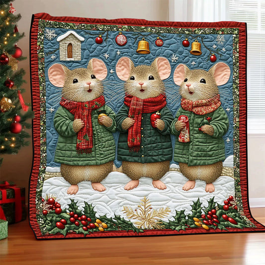 Mouse Carols At Christmas Quilt Blanket