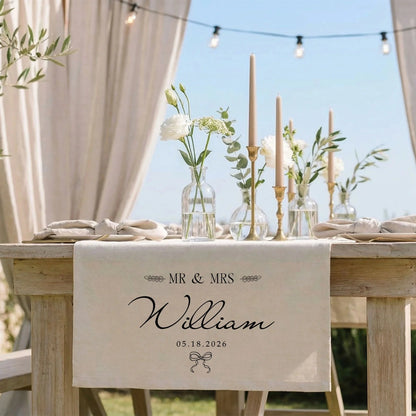 Mr and Mrs Wedding Table Runner Personalized Last Name Wedding Decor Custom Wedding Date Runner, personalized wedding decor