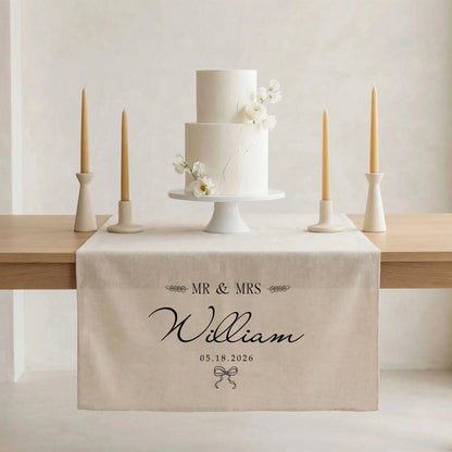 Mr and Mrs Wedding Table Runner Personalized Last Name Wedding Decor Custom Wedding Date Runner, personalized wedding decor
